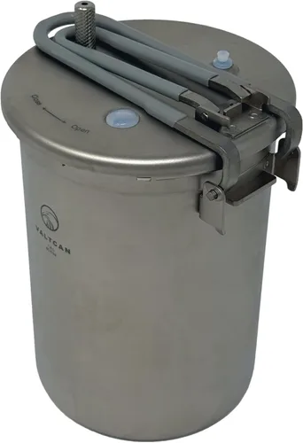 Miniatura 3 de Valtcan Olla arrocera de titanio de 1800 ml con tapa de cierre para acampar, olla a presión ligera para viajes, senderismo, altitud alta, utensilios