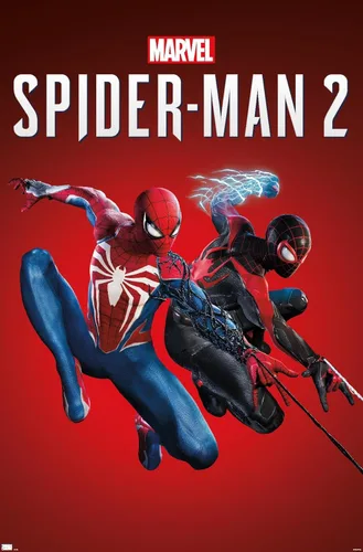Marvel's Spider-Man 2 - Póster de pared de arte clave, 34 pulgadas de largo x 22.4 pulgadas de ancho, versión premium sin marco