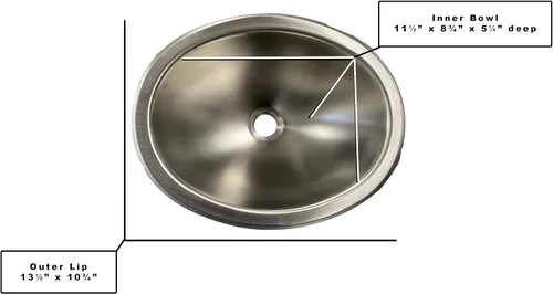 Miniatura 3 de Class A Customs Fregadero ovalado de acero inoxidable de 10 x 13 Acero inoxidable serie 300 Casa rodante y fregadero de concesión Calibre 22