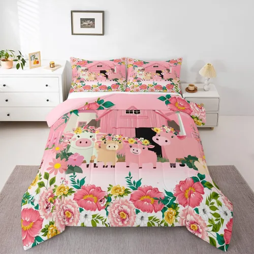 Miniatura 11 de Feelyou Lindo juego de ropa de cama de ajolote para niños y niñas tamaño twin, juego de edredón de salamandra para niños, mujeres y hombres, edredón