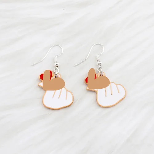 Miniatura 2 de k-Drama Gifts k Drama Pendientes Regalo Para Fans Kpop Coreano Dedo Corazón Joyería Kpop Joyería