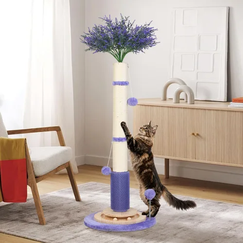 Miniatura 8 de Poste rascador para gatos de interior para adultos grandes, poste vertical de 45 pulgadas de alto con poste de sisal de 3.5 pulgadas de diámetro