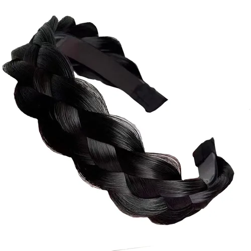 Miniatura 21 de Diadema de 4 hebras de cabello sintético trenzado, diadema trenzada con dientes, accesorio de belleza, diadema elástica para mujer (marrón oscuro)