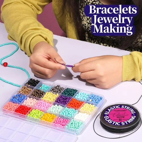 Miniatura 4 de FANDAMEI Cuerda elástica de 0.039 in para cuentas, cordón elástico para hacer pulseras, cordón elástico para hacer joyas, hilo resistente