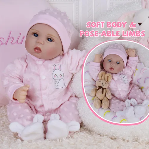 Miniatura 6 de Milidool Muñecas de bebé Reborn de 18 pulgadas, muñeca realista de bebé recién nacido, muñecas de silicona de aspecto real, con accesorios completos