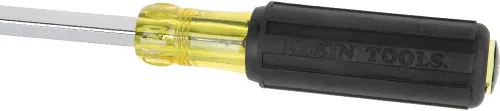 Miniatura 4 de Klein Tools 600-8 desarmador de cabeza plana con punta keystone de 3/8 pulgadas, mango cuadrado resistente de 8 pulgadas, negro