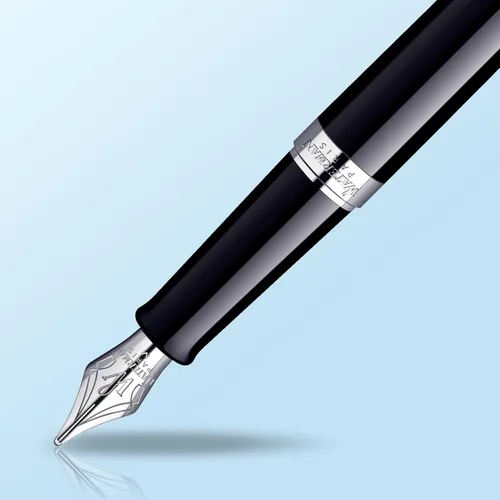 Miniatura 4 de Waterman - Pluma estilográfica negra con embellecedor dorado Hemisphere, Negro
