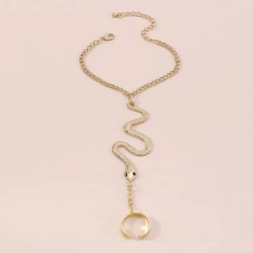 Miniatura 2 de Caiyao Pulsera de anillo punk de serpiente de mariposa, serpiente y araña, pulsera de anillo de dedo de serpiente bohemia, arnés de mano, pulseras
