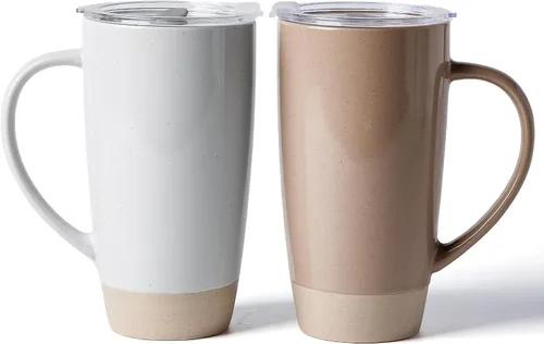 Miniatura 21 de famiware Jupiter - Taza de café grande de 20 onzas con tapa, taza de cerámica con asa para café con leche, té, cacao, leche, hogar y oficina, apta