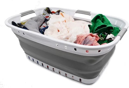 Miniatura 6 de SAMMART Cesta de plástico plegable de 44 L (11.6 galones), contenedor de almacenamiento plegable y plegable, bañera de lavado portátil, cesta