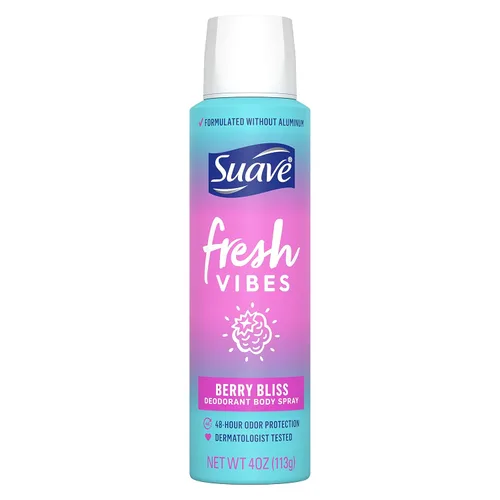 Miniatura 12 de Suave Fresh Vibes - Desodorante corporal en aerosol, sin aluminio, protección desodorante de 48 horas, probado por dermatólogos Awesome Blossom