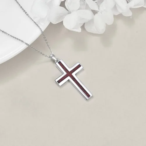 Miniatura 3 de YFN Collar de cruz de plata de ley con colgante de cruz religiosa, regalo cristiano para mujeres y hombres