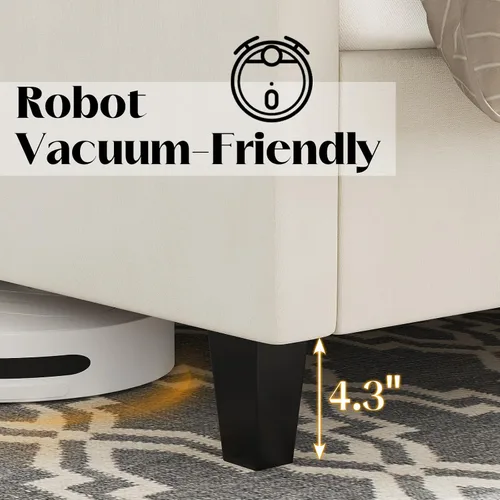 Miniatura 5 de Jocisland Base de cama tamaño Queen con cabecera de terciopelo acolchado con respaldo alado de 51.6" pulgadas, cama de plataforma tapizada moderna