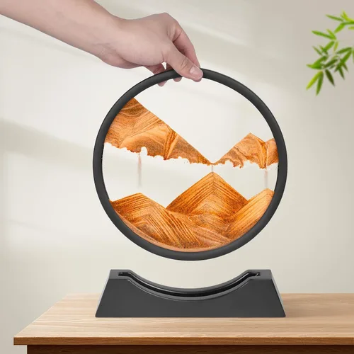 Miniatura 2 de Wai Danie - Cuadro de arena movediza 3D con forma de reloj de arena de mar profundo, pintura de movimiento líquido con marco de arena fluida Oro