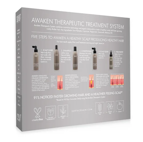 Miniatura 5 de Surface Hair Kit Awaken: champú, acondicionador, elixir de cuero cabelludo y tratamiento terapéutico - para adelgazar el cabello, pérdida de cabello