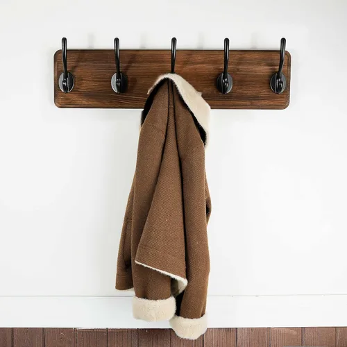 Miniatura 7 de WEBI Perchero de Abrigo Montado en Pared, Ganchos de Abrigo Montados en Pared, 16" de Agujero a Agujero, Colgador de Abrigo de Pared, Riel de Madera