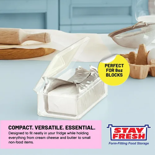 Miniatura 3 de Stay Fresh Recipiente de queso crema para nevera, plástico transparente para queso crema, apto para lavavajillas, sin bisfenol A, plato de queso
