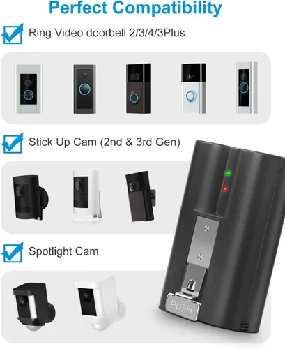 Miniatura 3 de 2 unidades de repuesto para batería Ring Compatible con Ring-Doorbell-Camera 2/3/4/3plus, Stick Up Camera (2ª y 3ª generación), también