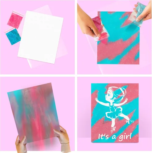 Miniatura 2 de FETTIPOP Lienzo de arte mágico, exponiendo arte de arena (revelación de género - It's a Girl - Glitter) - Anuncio sorpresa de embarazo de baby