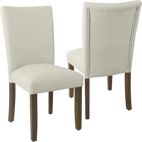 Miniatura 17 de Homepop Silla de comedor con detalle festoneado, sillas de comedor Parsons tapizadas, muebles decorativos para el hogar, tejido texturizado crema