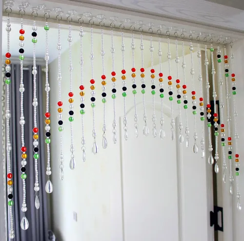 Miniatura 9 de Cortina de cuentas de cristal para puertas, cortinas colgantes de cuentas de vidrio para ventanas, divisores de habitación, dormitorio, cafetería