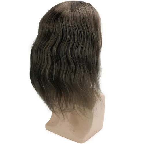 Miniatura 3 de Pelo largo de 12 pulgadas para hombre, extensiones de pelo de 10 x 8 pulgadas para hombres, sistema de reemplazo de cabello humano virgen 100%