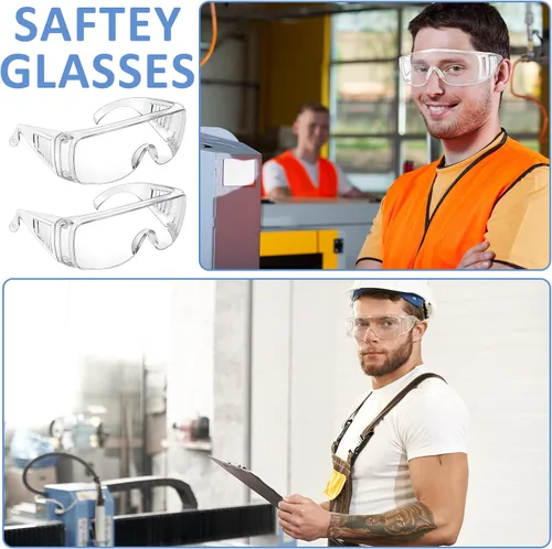 Miniatura 5 de Queekay Gafas de seguridad sobre anteojos Gafas de protección contra polvo, impacto y arañazos para hombres, mujeres, enfermeras, trabajadores