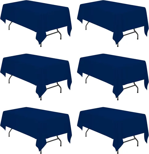 Miniatura 196 de BRILLMAX 6 Pack de Manteles Azul Marino para Mesas Rectangulares de 8 Pies 90 x 156 Pulgadas - 8 pies Mantel Rectangular a Granel de Lino