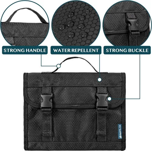 Miniatura 3 de PAVILIA Neceser colgante de viaje para mujeres y hombres, kit de bolsa de maquillaje de gran capacidad, estuche organizador de almacenamiento
