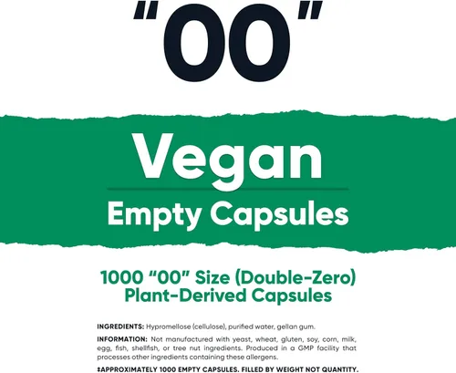 Miniatura 2 de Nutricost Cápsulas vacías tamaño 00 veganas – 1,000 cápsulas transparentes vacías a base de plantas – Certificado Kosher, certificado Halal, sin