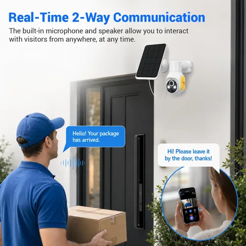 Miniatura 7 de Cámara de seguridad FameVibe 1080p inalámbrica con panel solar, detección inteligente de humanos con IA, audio de 2 vías, visión nocturna a