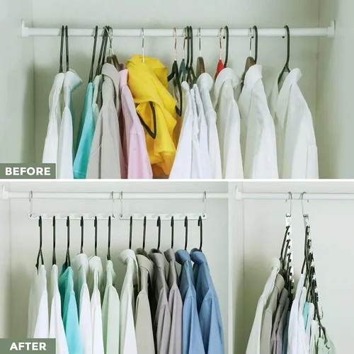 Miniatura 2 de Perchas que ahorran espacio, colgador de camisas, perchas de metal para ropa, ahorro de espacio para colgar ropa, organizador de armario de metal