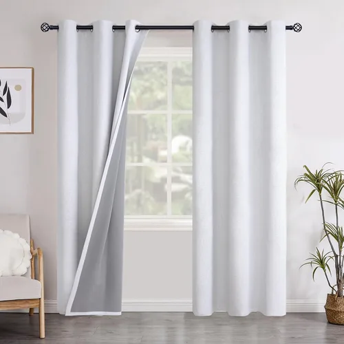 Miniatura 109 de YoungsTex - Cortinas opacas de lino para dormitorio, oscurecimiento de la habitación, cortinas con textura de lino, paneles con aislamiento térmico