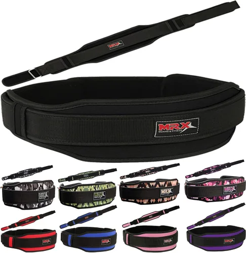 MRX - Cinturón de levantamiento de pesas con soporte de espalda doble, entrenamiento de gimnasio, cinturones de 5 pulgadas de ancho, 11 colores