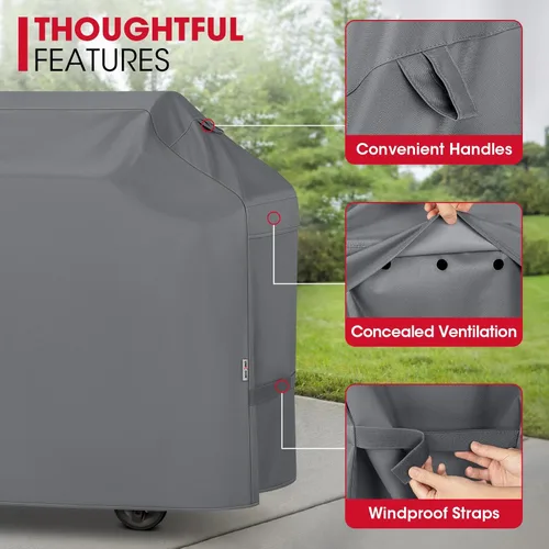 Miniatura 6 de Unicook - Funda para parrilla a gas al aire libre, cubierta de parrilla de 60 pulgadas, protector de barbacoa resistente al agua y a la Gris