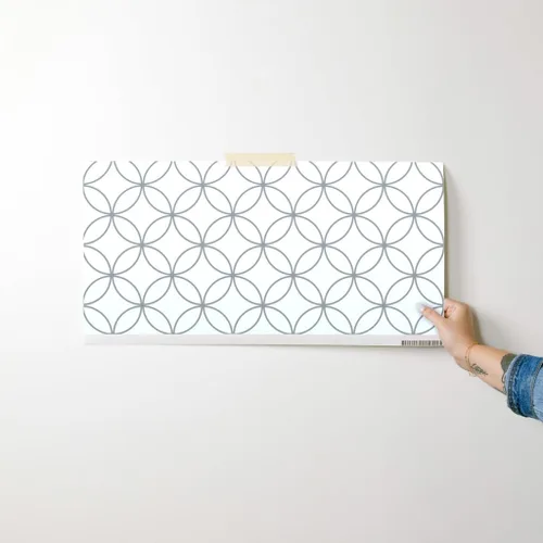 Miniatura 7 de Spoonflower Muestra de papel tapiz extraíble - Círculo moderno de cabaña gris blanco redondo enrejado de mediados de siglo Mod Papel pintado