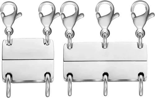 Miniatura 14 de Clysoru Collar con cierres y cierres para mujer, oro y plata, múltiples para separador en capas, cuentas extensoras de cadena, collares y pulseras