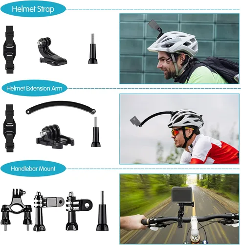 Miniatura 4 de Kit de accesorios para cámara de acción para GoPro Hero 11/10/9/8/7/6/5, Insta360, DJI Osmo Action, AKASO (KPE-075)