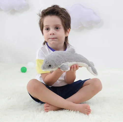 Miniatura 3 de Apricot Lamb Juguetes de peluche del océano, delfín gris, animal marino, suave, perfecto para niñas y niños (delfín gris, 12 pulgadas)