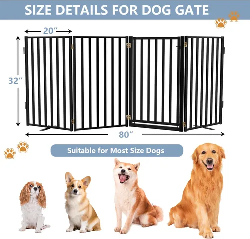 Miniatura 4 de Puertas independientes de metal con puerta, vallas para perros de 32 pulgadas de altura para interiores y exteriores, puertas plegables extra anchas