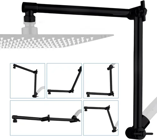 Miniatura 19 de G-Promise Brazo de extensión para cabezal de ducha de 16 pulgadas, extensor ajustable en altura y ángulo de latón macizo, eleva o baja la lluvia