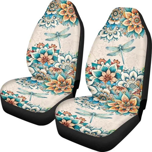 Miniatura 17 de UNICEU Juego de 2 fundas de cojín para asiento de automóvil, diseño de calavera gótica negra, lavable, accesorios interiores antideslizantes