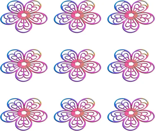 Miniatura 115 de FASHEWELRY 16 dijes de plumas de arco iris de acero inoxidable con alas de filigrana, adornos de metal de 4 colores para hacer joyas, pulseras