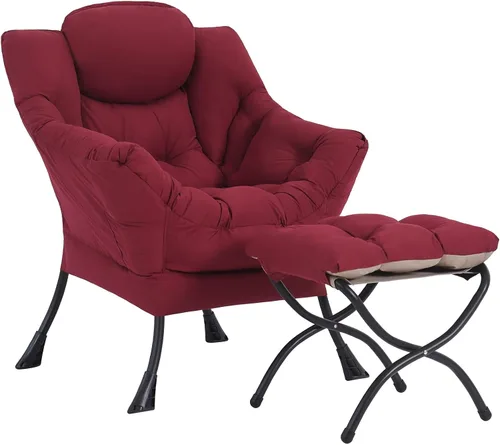 Miniatura 32 de Furlide Silla Perezosa Moderna con Reposapiés Plegable, Sillón de Descanso y Cómoda Silla de Lectura (Negro)