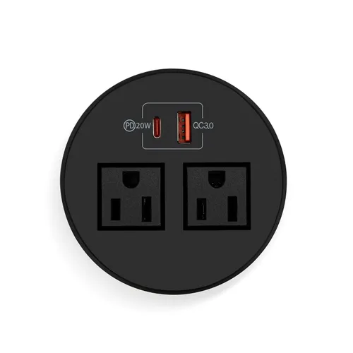 Miniatura 5 de Progressive Automations Ojal de escritorio de pie de 3.5 pulgadas de diámetro para agujero de 3.15 pulgadas, organizador de cables redondo, Negro