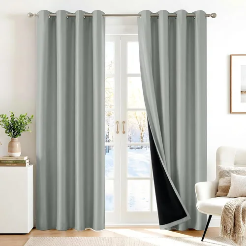 Miniatura 40 de Deconovo Cortinas 100% opacas, cortinas de ventana con aislamiento térmico, paneles reductores de ruido, cortinas de forro negro, con ojales