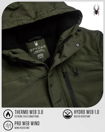Miniatura 4 de Spyder Abrigos de Invierno para Hombres - Chaqueta de Forro Polar Parka Abrigo de Plumón de Invierno Resistente al Viento Impermeable Chaquetas
