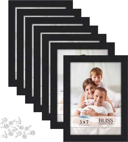 Miniatura 11 de Icona Bay - Marcos de fotos de 4 x 6 pulgadas - Negro, paquete de 12 - Marcos de madera de estilo moderno - Mesa o montaje en pared - Colección Bliss