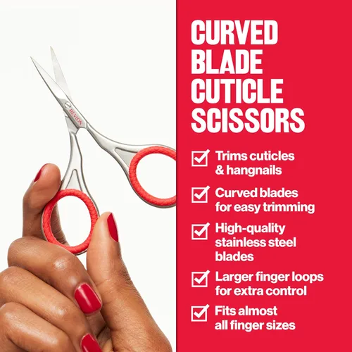 Miniatura 3 de Revlon Tijeras para cutículas, hoja curvada de acero inoxidable ultrafina para cutículas limpias y recortes de uñas colgantes, herramienta