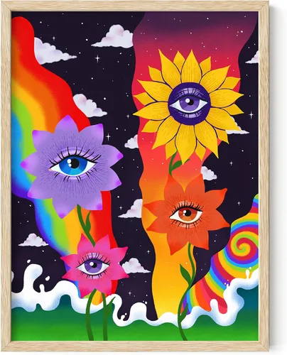Miniatura 57 de HAUS AND HUES Póster de hongos trippy – Indie for Room Aesthetic Trippy Hippie Y2K, arte de hongos, imágenes indie, decoración de pared